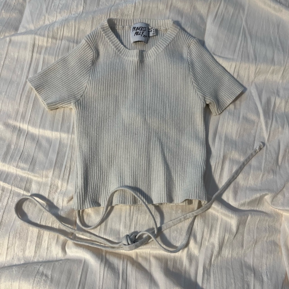 Princess Polly Ribbed Knit Crop Top - Cream
